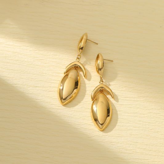 High Grade Water Drop Titanium Steel Earrings Women Vacuum Electroplating Color Matching Cold Stainless Steel Ear Clips Earrings - Wanita Store
