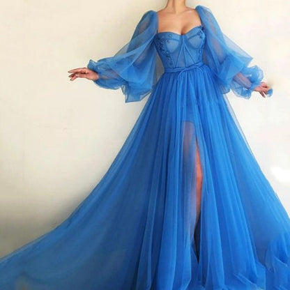 Summer Women Clothing Graceful Fashionable Dress Mesh Split Expansion Dress Wedding Evening Dress - Wanita Store