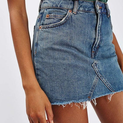 Cat Fringe Denim A line Overall Skirt - Wanita Store