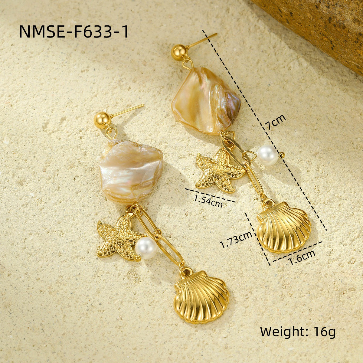 NMSE-F633-1 White Starfish Earrings