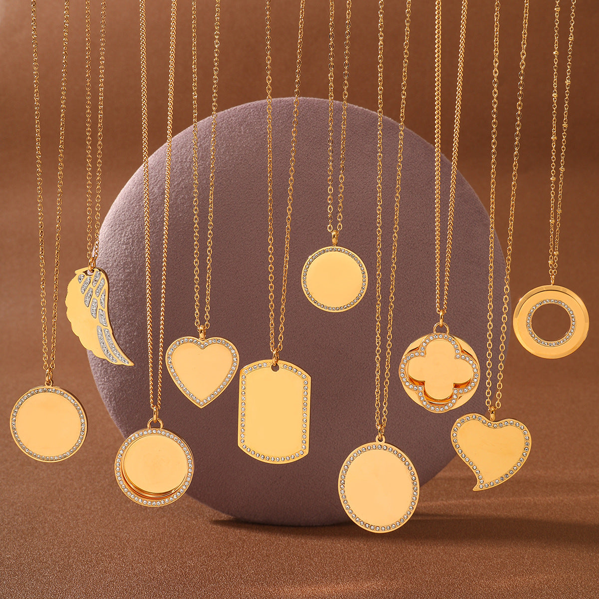 Private Exclusive Stainless Steel Necklace Unisex Vacuum Plating 18K Gold Titanium Steel Embellished - Wanita Store