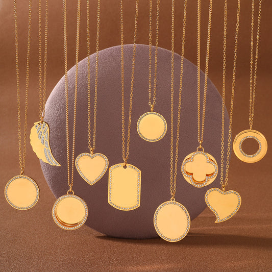Private Exclusive Stainless Steel Necklace Unisex Vacuum Plating 18K Gold Titanium Steel Embellished - Wanita Store