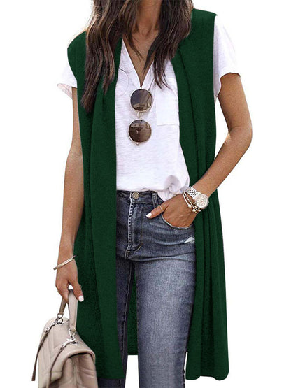 Solid Color Casual Mid-Length Vest Six Colors Size - Wanita Store