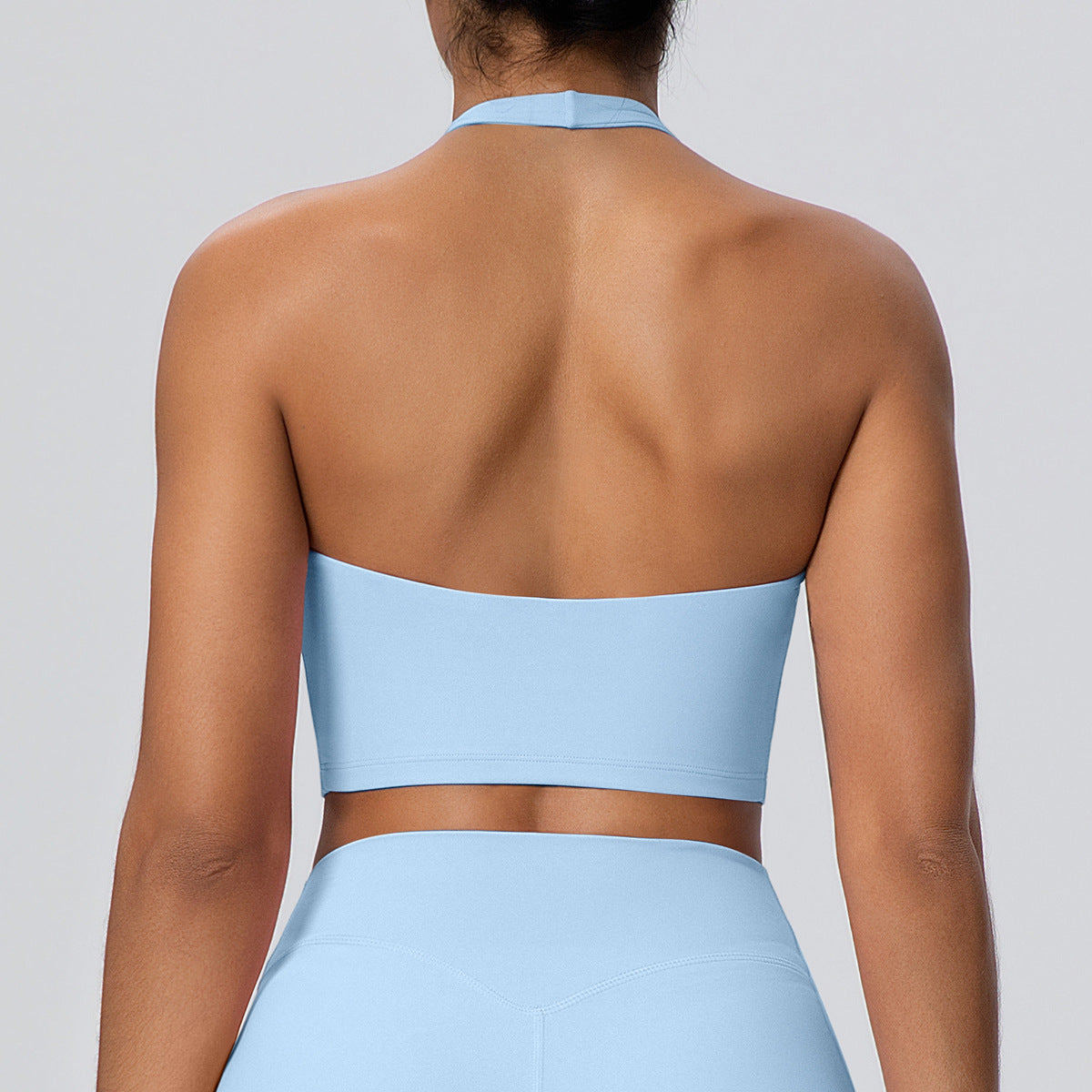 Solid Color Halter Beauty Back Nude Feel Yoga Vest Top Chest Pad Sports Bra Underwear Fitness Yoga Wear