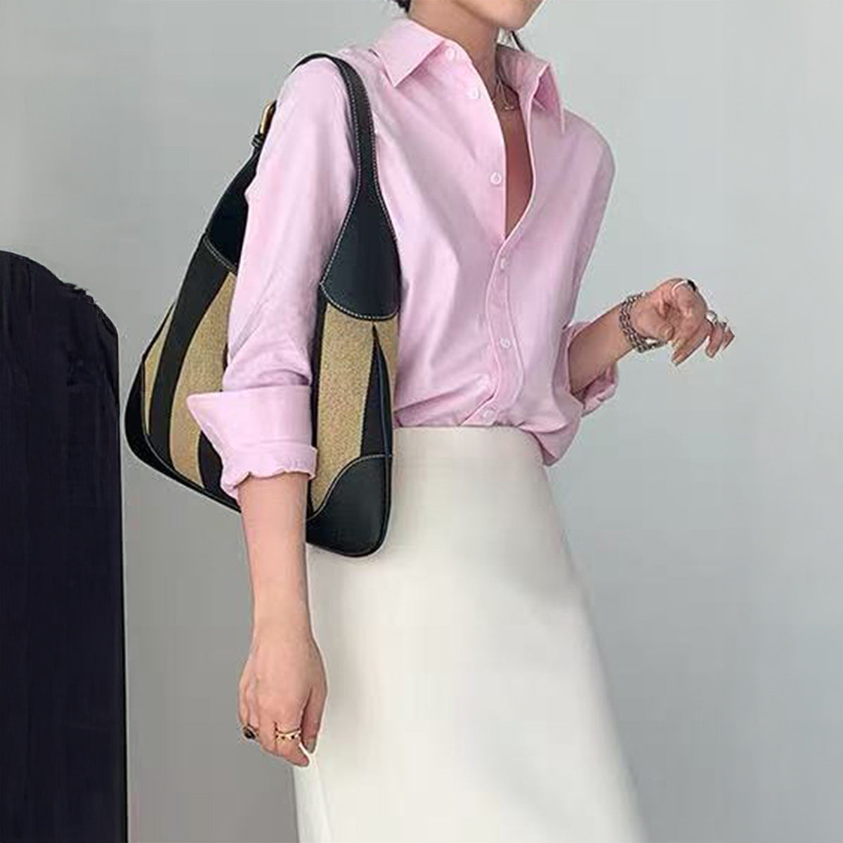 Women Clothing Autumn Advanced All Match Basic Tops Shirt - Wanita Store