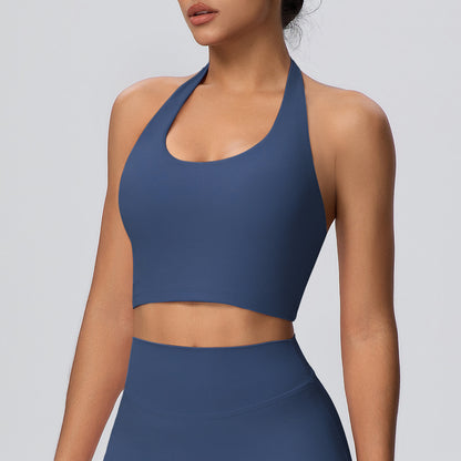 Halter Bra-Badge Blue