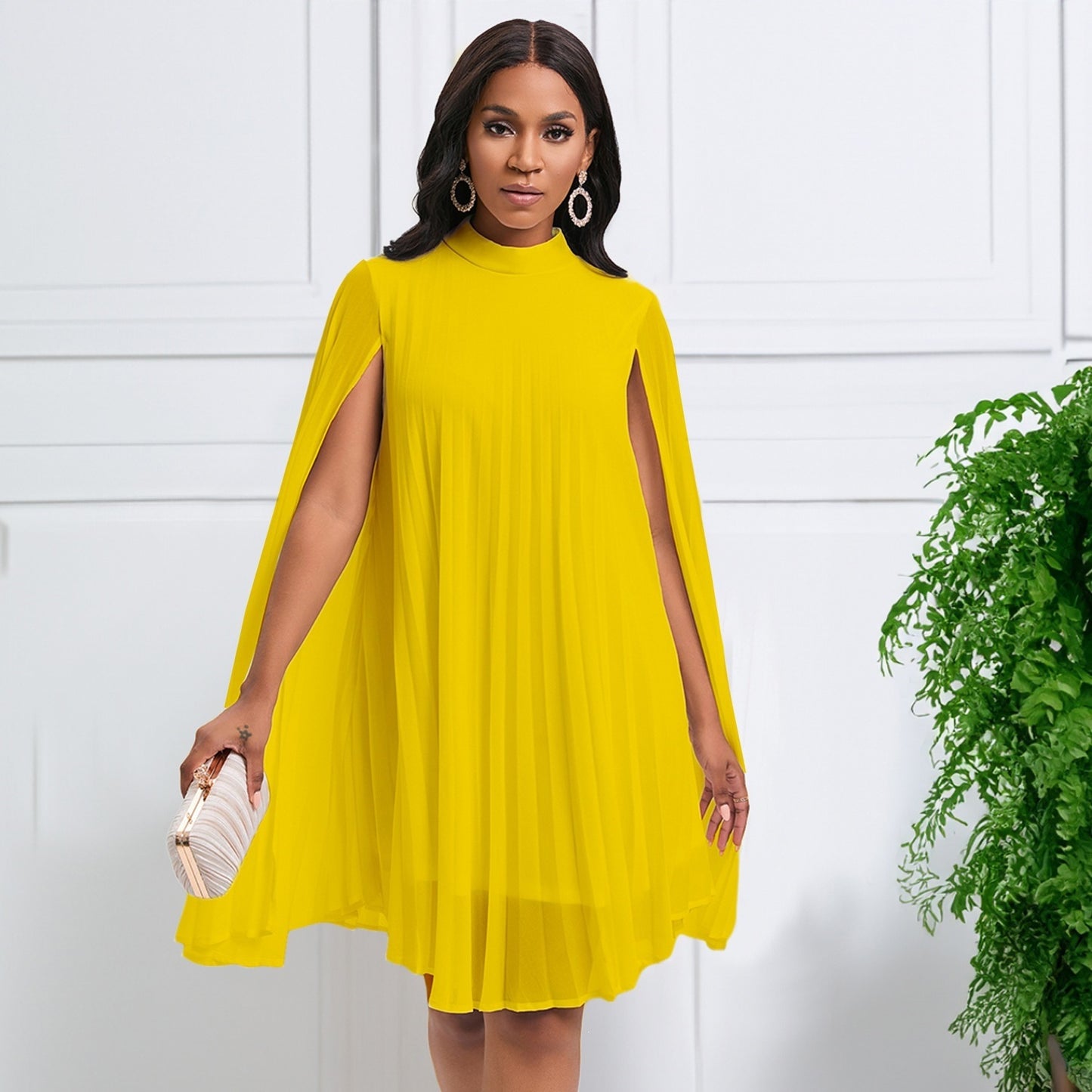 Women Clothing Graceful Fashionable Chiffon Pullover Cloak Batwing-Sleeved Large Size Dress