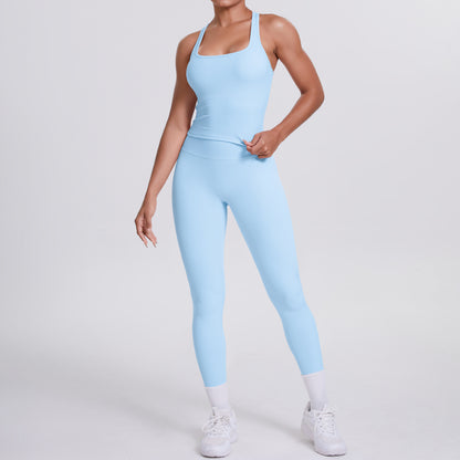 Brushed H Shaped Beauty Back Sports Vest Pants Tight Quick Dry Casual Running Fitness Yoga Wear Women - Wanita Store