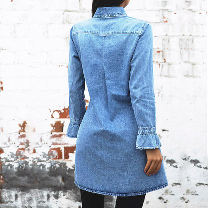 Jacket Women Autumn Winter New Slim Denim Dress Fashion Europe Denim Women Dress Sexy - Wanita Store