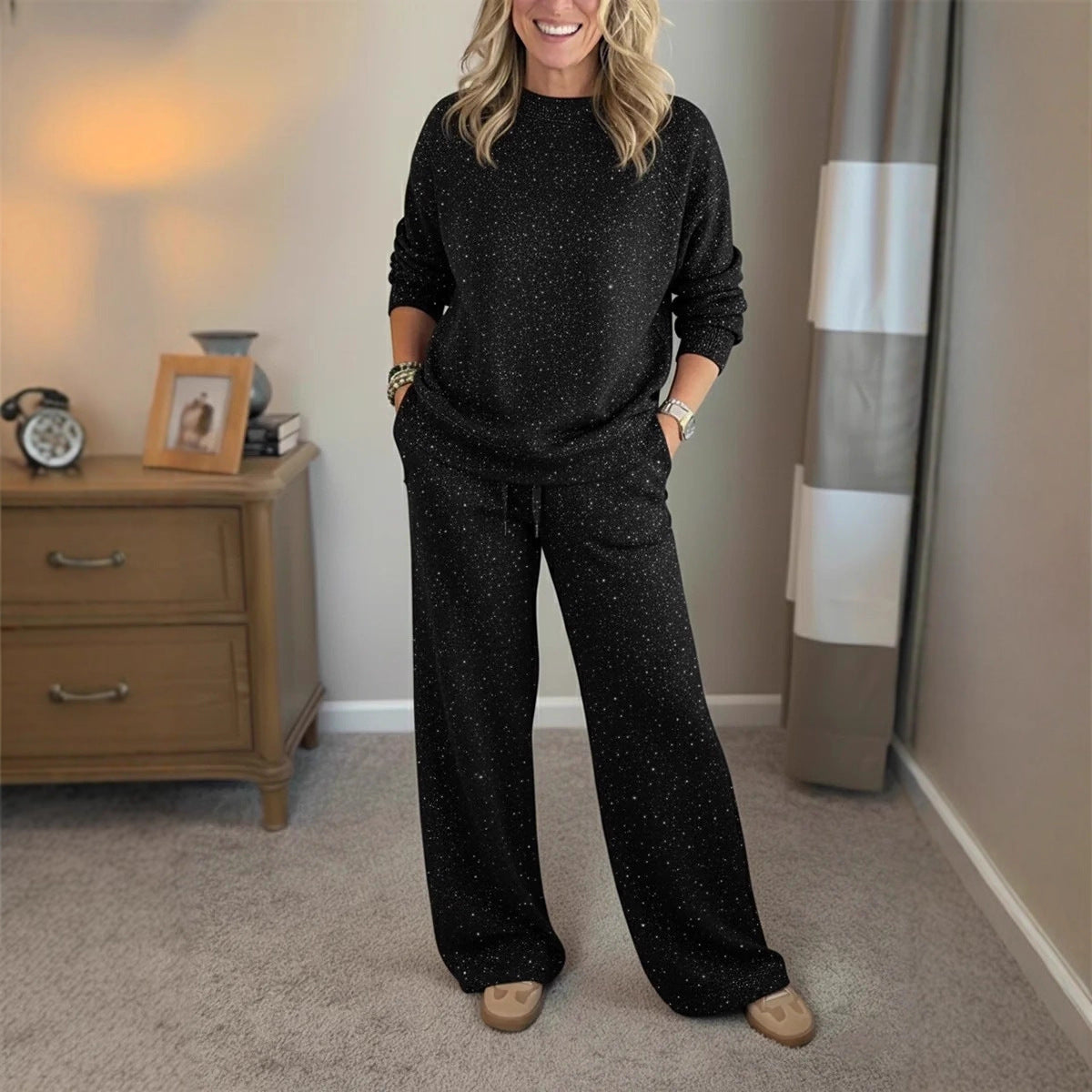 Women Festival Shiny Pant Two Piece Set
