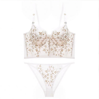 Lace Beautiful Back Vest Strap Underwear Women Summer Super Thin Big Breast Show Small Breast Underwired Bra