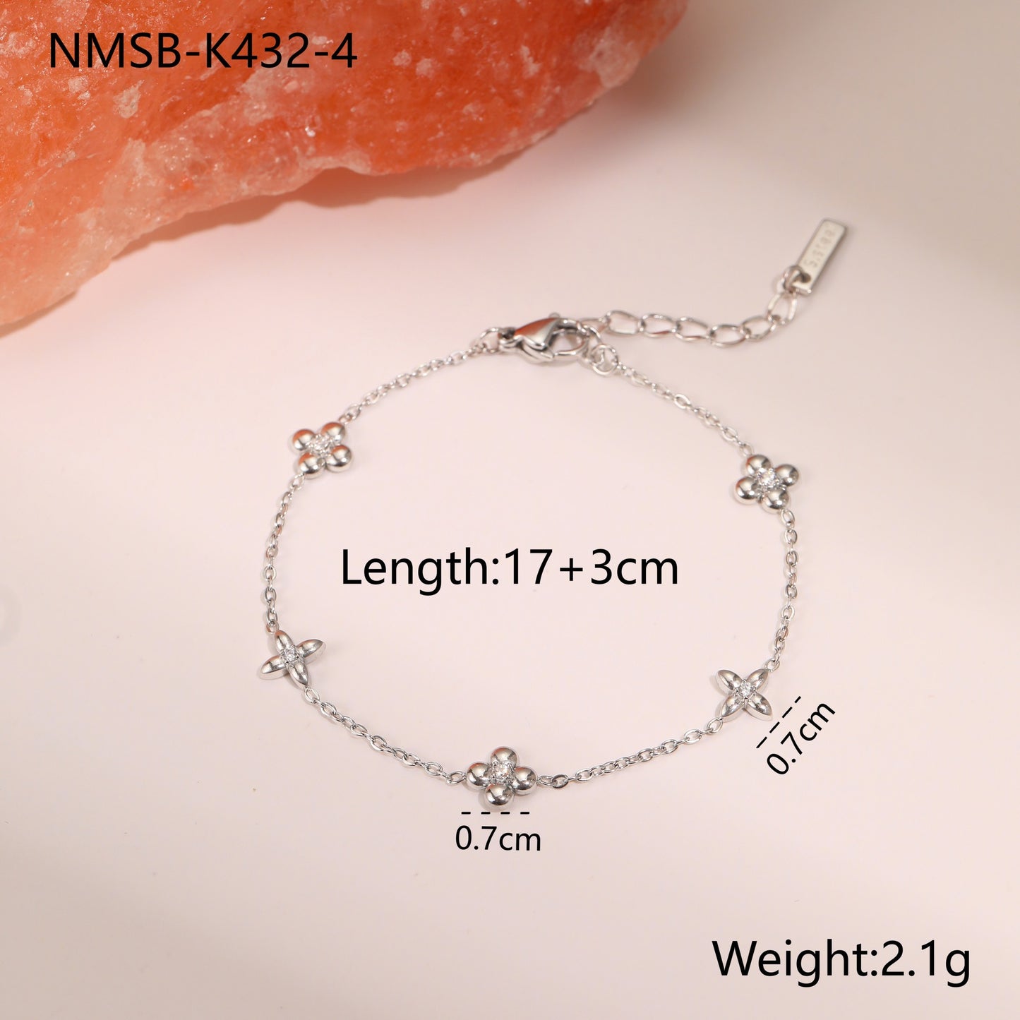 Steel Four-Leaf Clover Bracelet