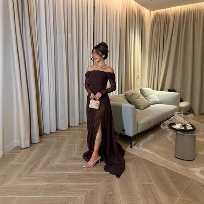 Spring Summer Women Clothing Tube Top Stitching Lace Long Sleeve Big Hem Elegance Retro Dress - Wanita Store