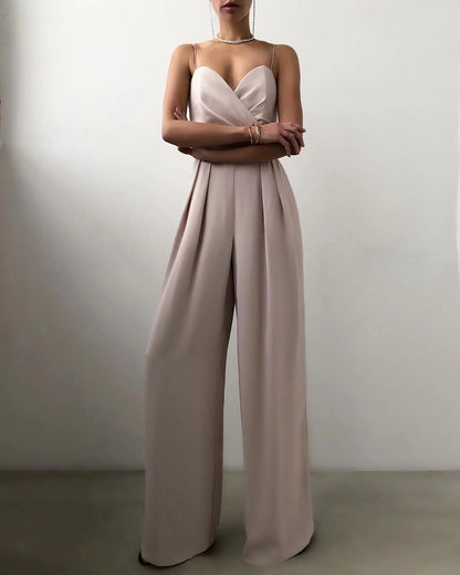 Sling Waist Straight Mop Floor Minimalist Jumpsuit Spring Summer - Wanita Store