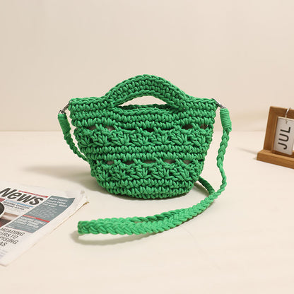 Crossbody Cotton Thread Woven Bag All Matching Hollow Out Cutout Straw Bag Vacation Beach Bag Partysu Women Bag - Wanita Store