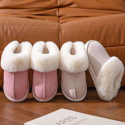 Fluffy Slippers Autumn Winter Warm Slugged Bottom Home Thickened Fleece Slippers Home Indoor Cotton Slippers - Wanita Store