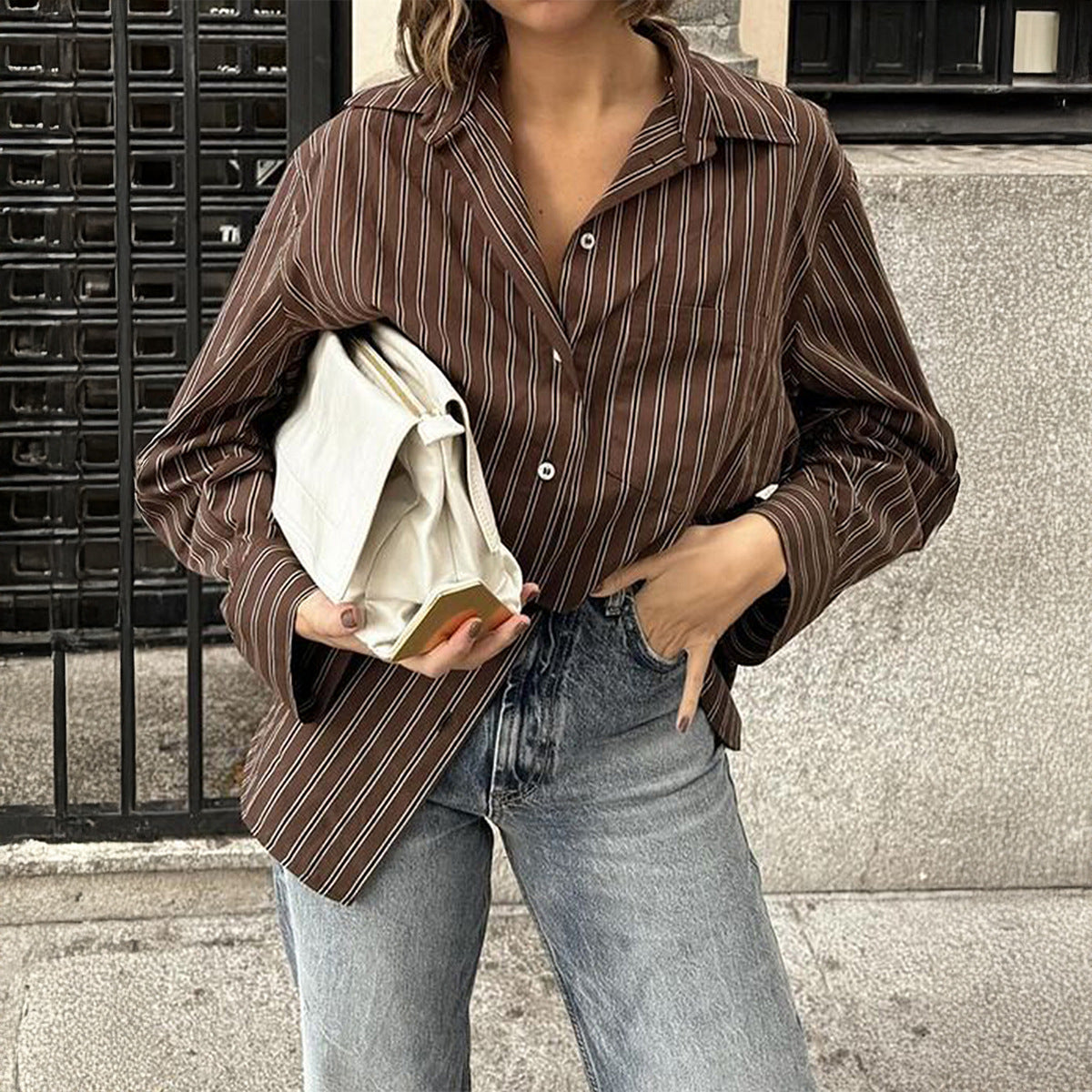 Women Clothing Autumn Casual Vacation Plaid Long Sleeve Coat Shirt - Wanita Store