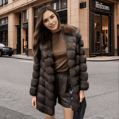 Women Artificial Mink Hair Fur Coat Mid Length Hooded Coat Fur Casual Warm Loose Office - Wanita Store