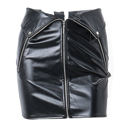 Winter Women Clothing Sexy Faux Leather Skirt Women Slim Fit Hip Raise Zipper Skirt - Wanita Store