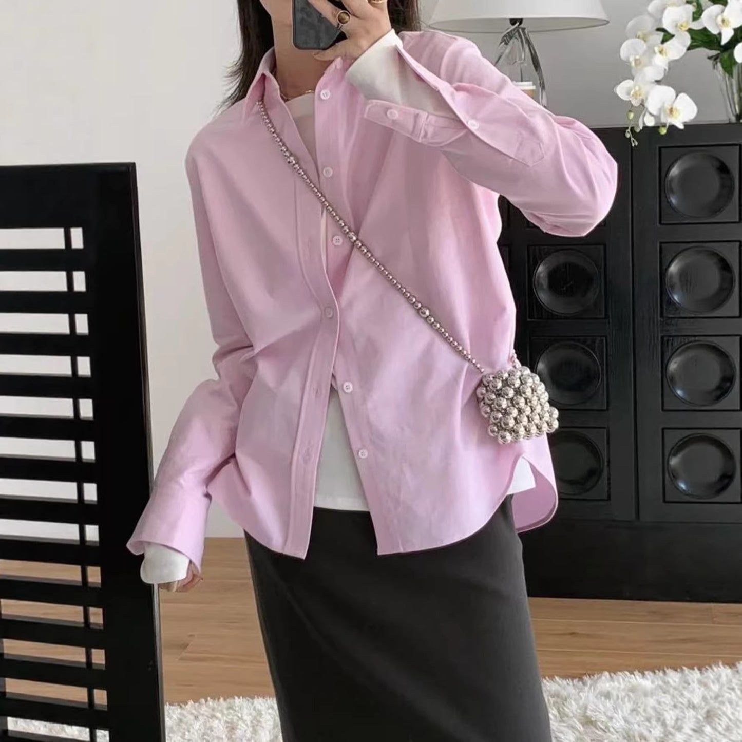 Women Clothing Autumn Advanced All Match Basic Tops Shirt - Wanita Store