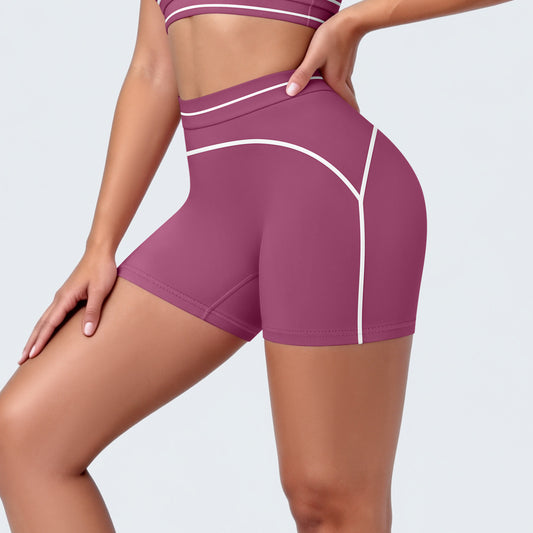 High Waist Track Shorts Contrast Color Seam Casual Leggings Yoga Shorts Outdoor Running Workout Shorts Women