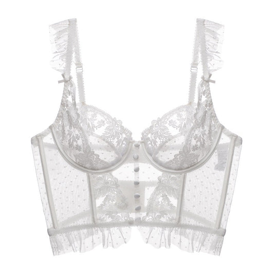 bralette Corset with Steel Ring Ultra-Thin Big Chest Small Push up Boning Corset Boning Corset Corset Embroidery Lace Sexy Bra