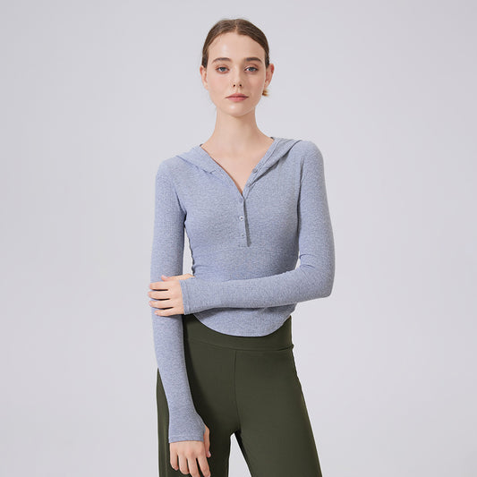 Bamboo Thread Hoodie Slimming Tops Outerwear Workout Clothes Running Yoga Slimming Long Sleeves Henry Sports