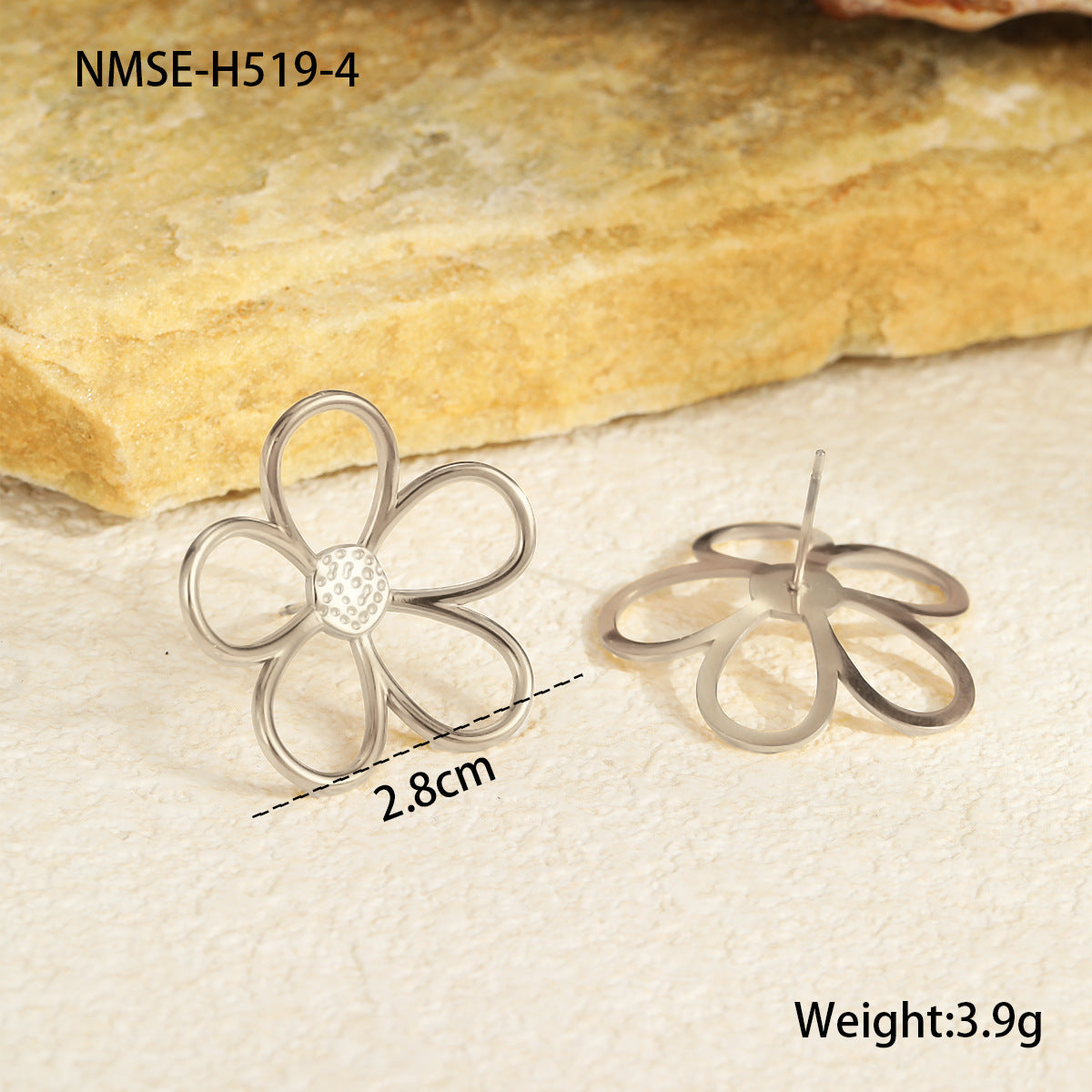 Steel Flower Stud Earrings