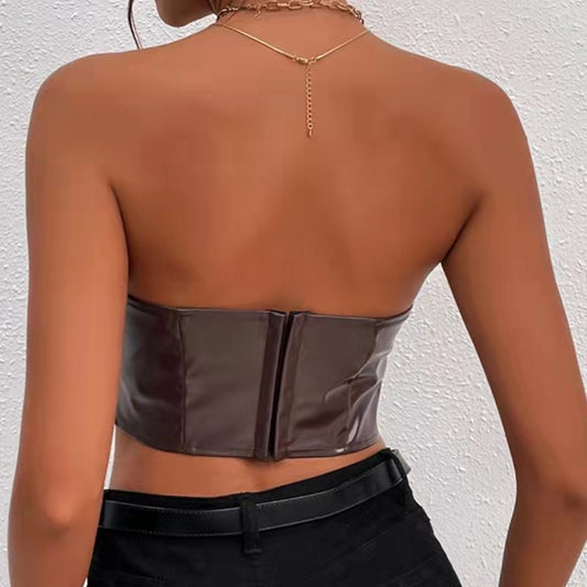 Solid Color Bright Noodle Short Tube Top Cropped Women Clothing Vest for Women