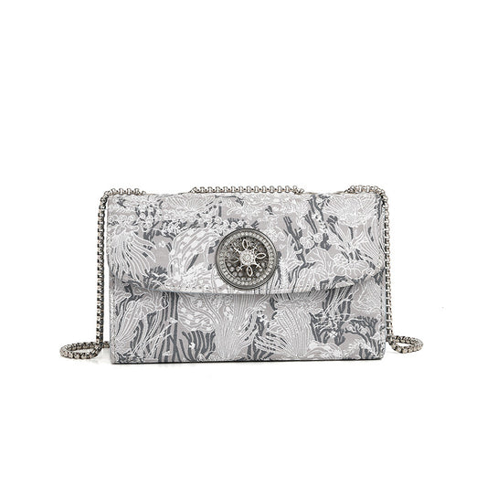 National Embroidered Small Square Bag Affordable Luxury Women Bag Diamond Minority Simple Chain Shoulder Messenger Bag