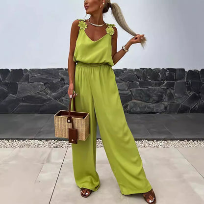 Spring Summer Suspender Sleeveless Pocket Jumpsuit Casual Loose Women Wear Jumpsuit - Wanita Store