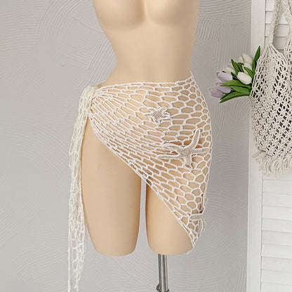 Summer Hollow Out Cutout Starfish Hand Crocheting Beach Triangle Shawl Sexy Fishnet Sunscreen Beach Towel