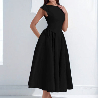 Spring French Sexy Elegant Waist Slimming Sleeveless Back Hollow Out Cutout Dress - Wanita Store