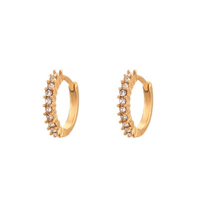 Mini Ear Clip Micro Inlaid Zircon-Golden-White Diamond
