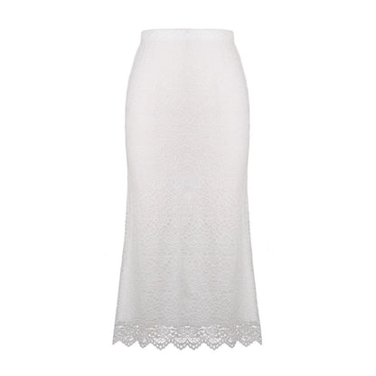 Women Clothing Lace Skirt Spring Summer High Waist One Step Skirt Sexy Slim Hip Long Skirt - Wanita Store
