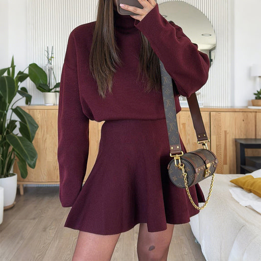 Casual Vacation Sweater Long Sleeve Dress Women Clothing Autumn Winter