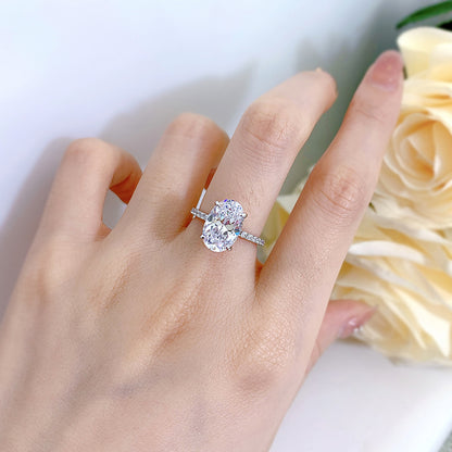 925 Silver Artificial Diamond Oval 8*12 Ledean Diamond Bottom Cut - Wanita Store
