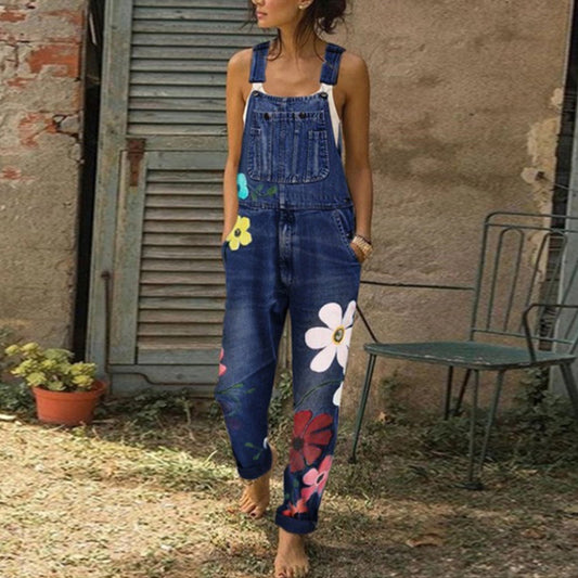 Suspender Pants Middle East Washed Cotton Polyester Printed Casual Jeans Non Elastic Comfortable Suspender Trousers