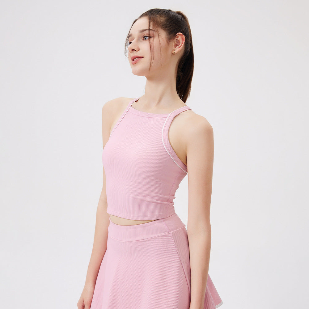 Nude Feel Yoga Vest Contrast Color Beauty Back Quick Drying Halter Underwear Sports Running Fitness Sports Bra Women