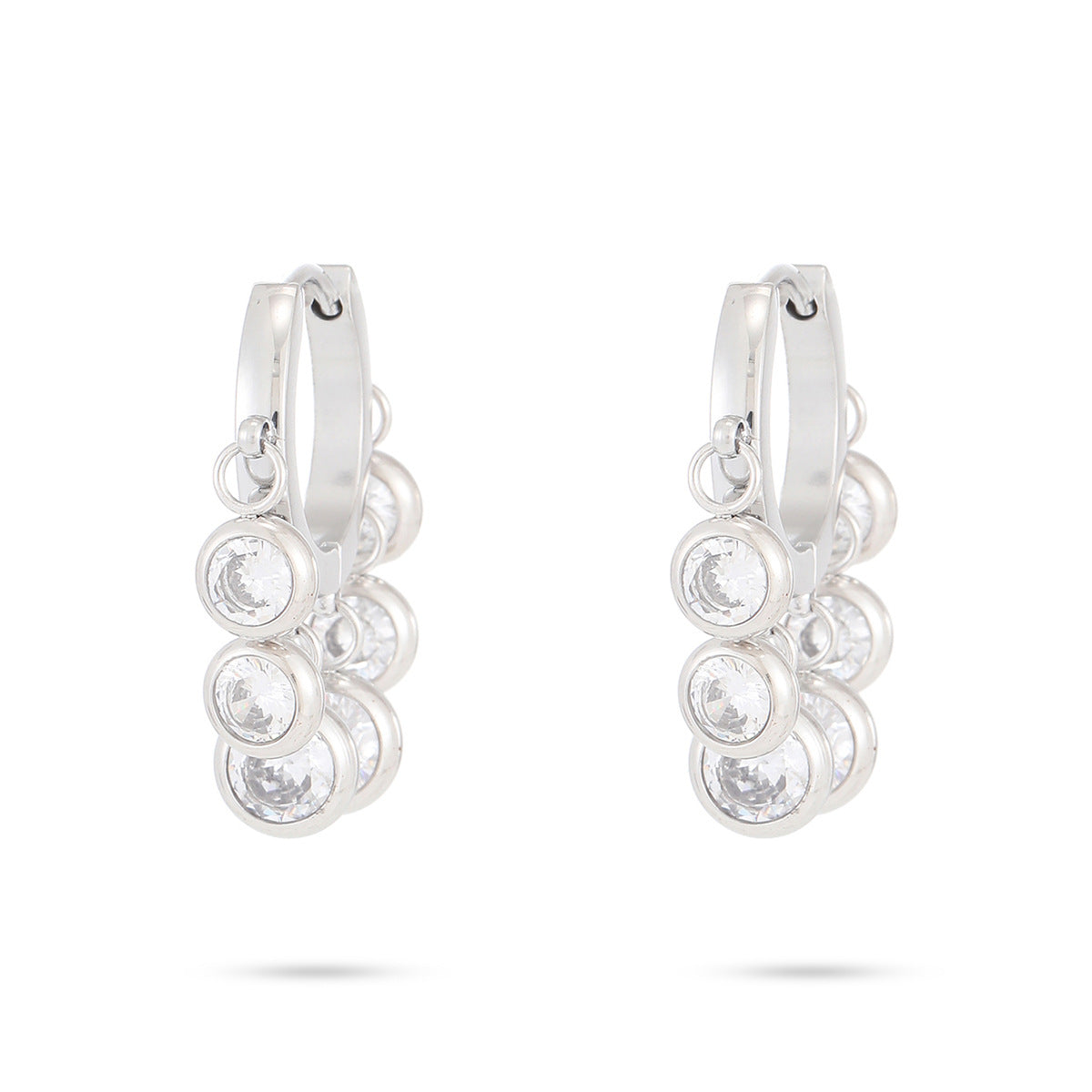 18K Vacuum Gold Plated round Diamond Stainless Steel Earrings for Women Affordable Luxury Colorful Crystals Titanium Steel Earrings Women - Wanita Store