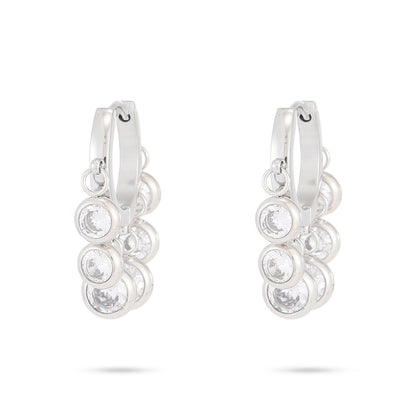 18K Vacuum Gold Plated round Diamond Stainless Steel Earrings for Women Affordable Luxury Colorful Crystals Titanium Steel Earrings Women - Wanita Store