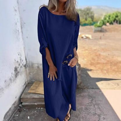 Spring Summer Metal Buckle Loose Irregular Asymmetric Robe Women Clothing - Wanita Store