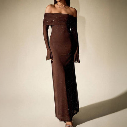 Elegant Solid Color Long Sleeved Dress Women Clothing Autumn Winter - Wanita Store