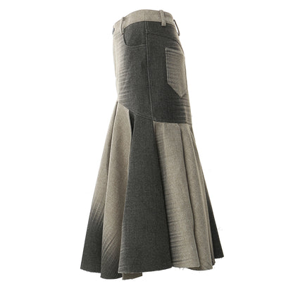Autumn Winter Positioning Printing Personalized Woolen Slim Fishtail Skirt Women - Wanita Store