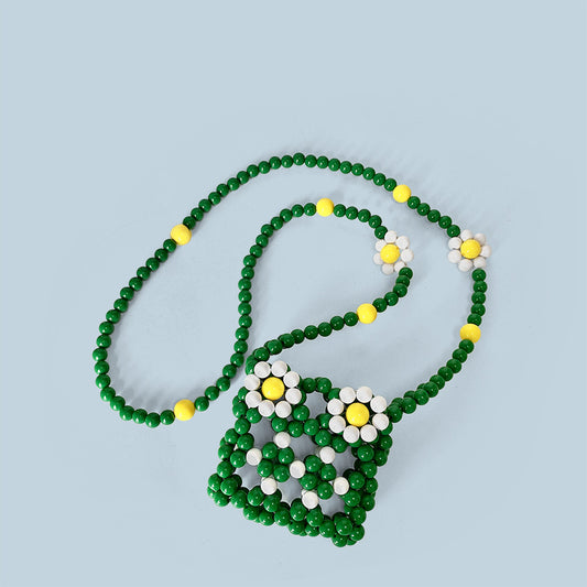 Hand Woven Mini Beaded Finished Bag Small Floral Fresh Small Bag Key Lipstick Messenger Bag