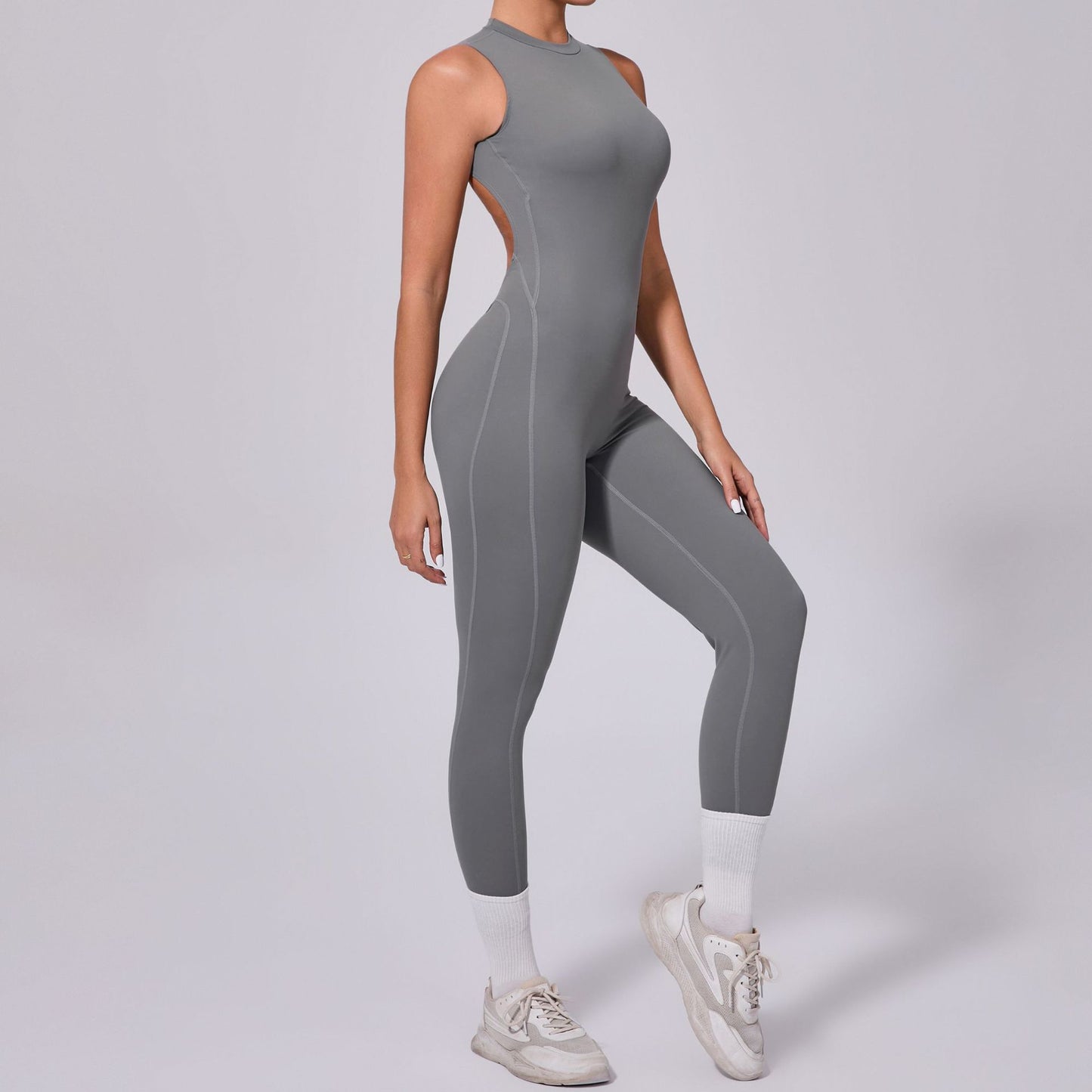 Backless Sleeveless Yoga Jumpsuit Peach Hip Fitness Detachable Chest Pad Sports Jumpsuit