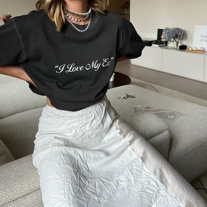 Autumn Slimming Elastic Waist A Line Skirt Pleated Irregular Asymmetric Mid Length Lace Stitching Skirt - Wanita Store