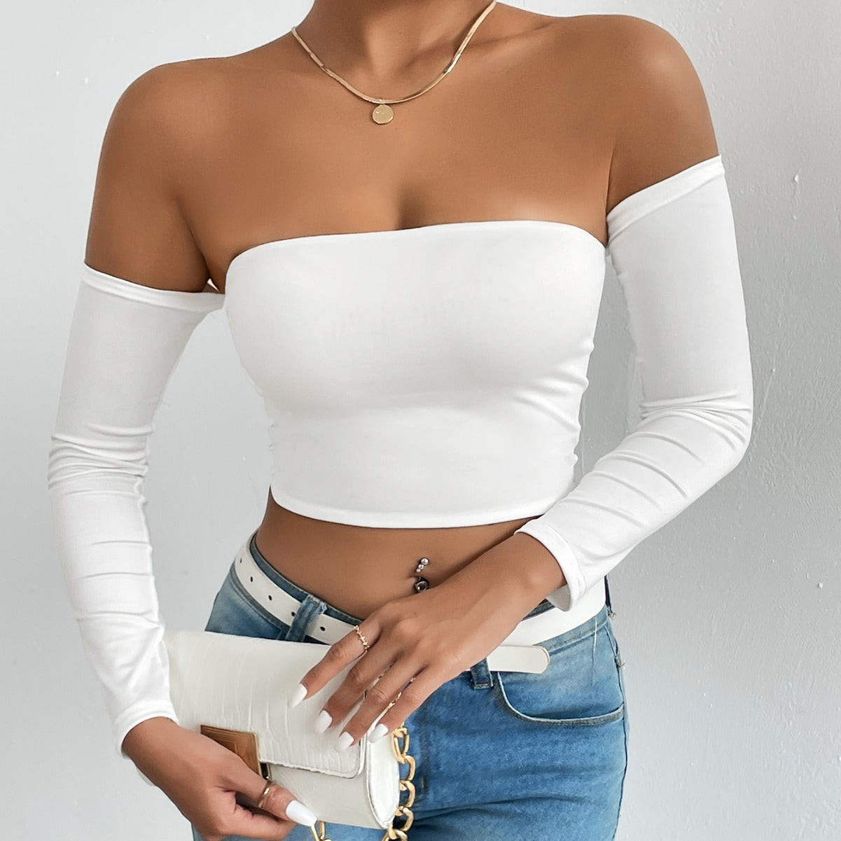 Camisole Waist Trimming Short Sleeve Vest Sexy Cropped Tube Top Bottoming Vest