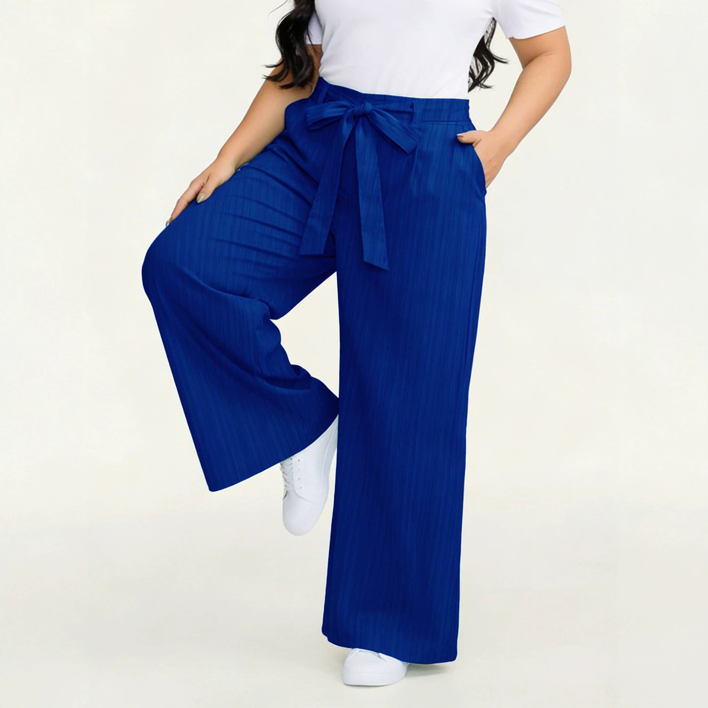 Plus Size Women Clothing Autumn Casual All Match Wide Leg Casual Pants