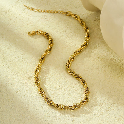 All Match Stainless Steel Twist Necklace Winding Niche High Grade Design Titanium Steel Clavicle Chain Necklace Accessories - Wanita Store